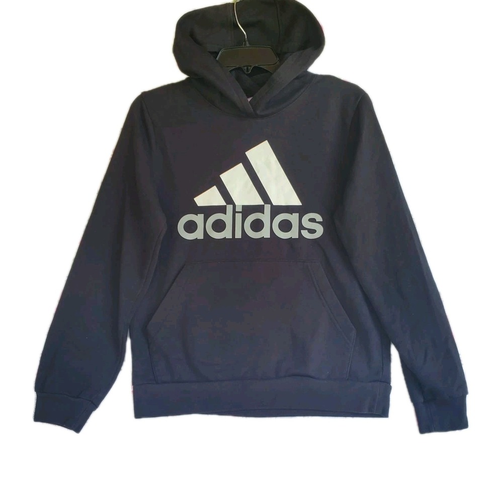 Adidas Youth Boys Girls Hoodie Pullover‎ Sweatshirt Size 14/16 Black White Logo